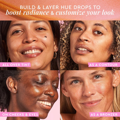 Glow Recipe Hue Drops Bronzing Drops, Tinted Face Serum, Glow Primer + Liquid Highlighter, Niacinamide + Hyaluronic Acid, Radiant Warm Glow, Sunglow (40ml) - dailyvitalstore