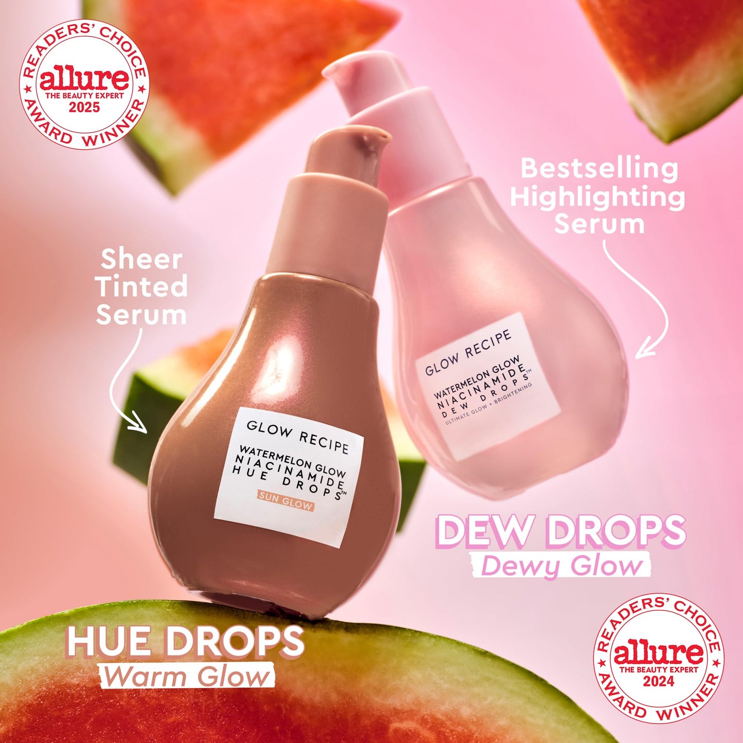 Glow Recipe Hue Drops Bronzing Drops, Tinted Face Serum, Glow Primer + Liquid Highlighter, Niacinamide + Hyaluronic Acid, Radiant Warm Glow, Sunglow (40ml) - dailyvitalstore