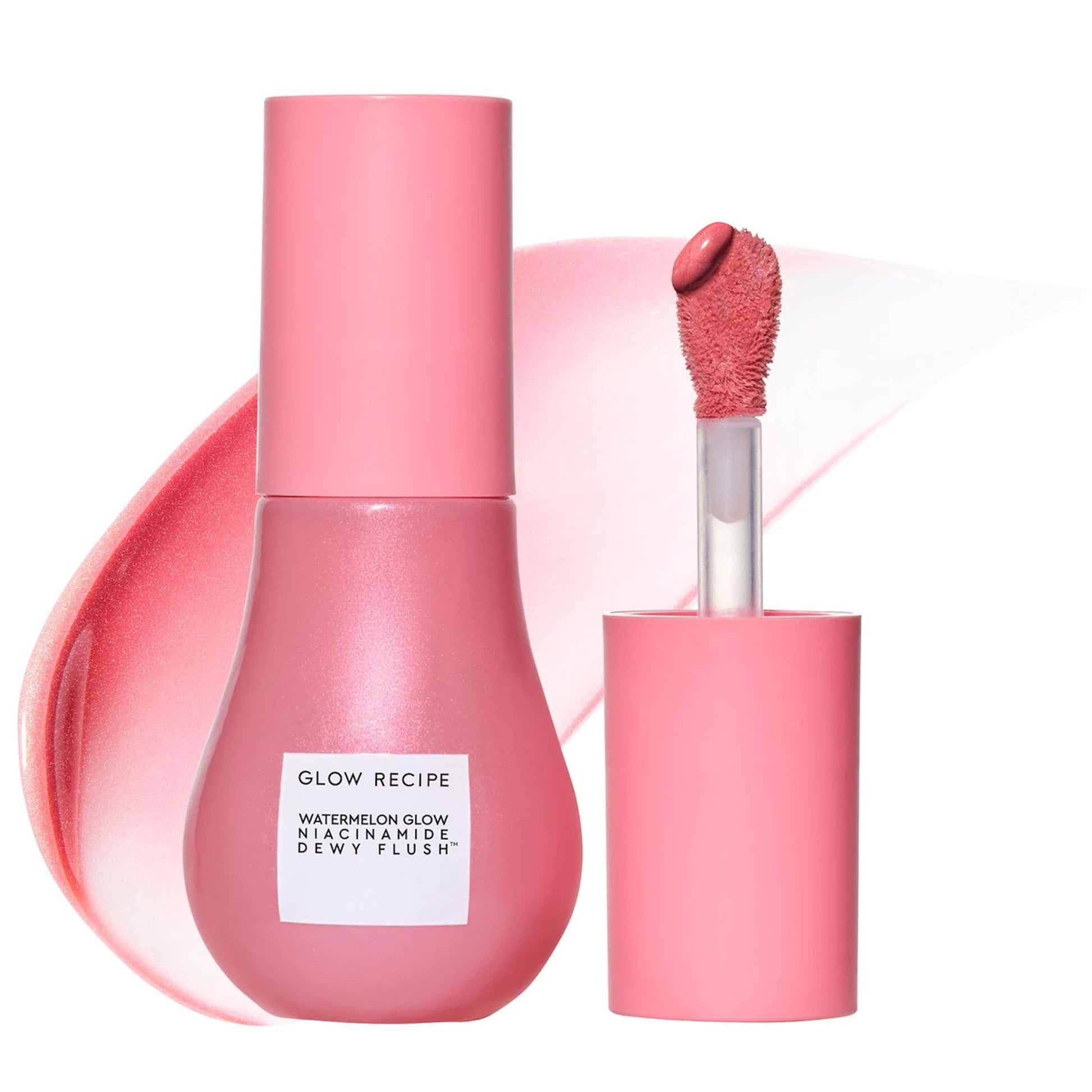 Glow Recipe Niacinamide Dewy Flush Tinted Liquid Blush Serum - Glowy Blush for Cheeks to Smooth, Hydrate & Brighten - Liquid Korean Makeup with Buildable Soft Pink Tint - Watermelon Flush (0.4 oz) - dailyvitalstore