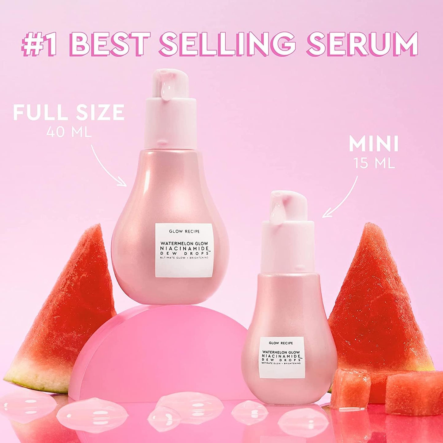Glow Recipe Watermelon Niacinamide Dew Drops, Korean Niacinamide Serum Drops, Hydrating Face Serum + Primer & Liquid Highlighter, - dailyvitalstore
