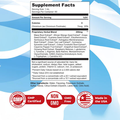 GLP Drops – 100% Natural Herbal Supplement with Maca, Grape Seed, Green Tea & More – Made in USA, Non-GMO, Easy-to-Take Liquid Formula – 60mL (2oz), 30 Servings, 1 Month Supply - dailyvitalstore