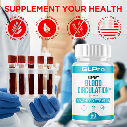 GLPro Blood Capsules, Official GLPro Blood Health Support Pills with All Natural Ingredients, Advanced Formula Supplement with Maximum Strength Premium Vitamins for Women and Men (60 Capsules) - dailyvitalstore