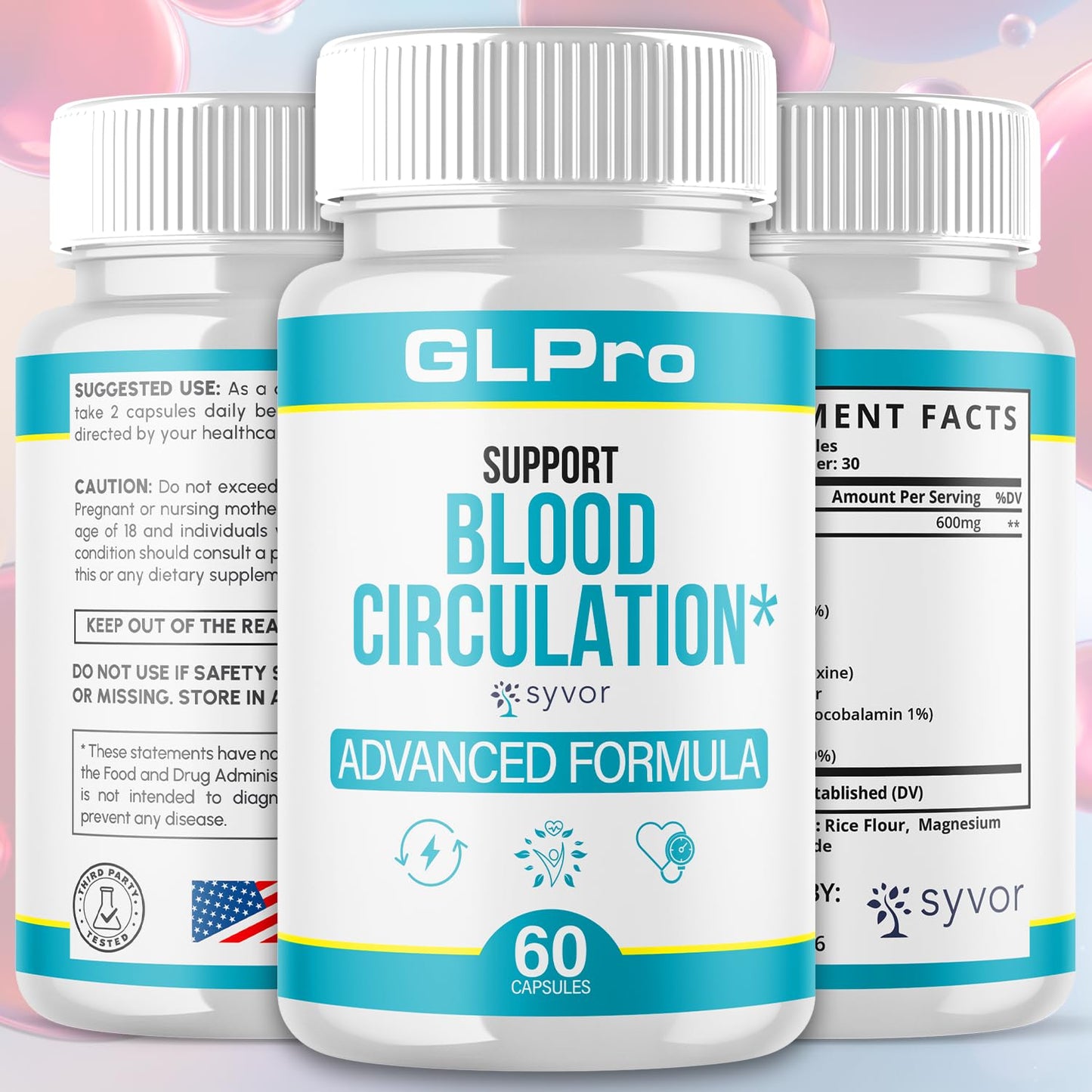 GLPro Blood Capsules, Official GLPro Blood Health Support Pills with All Natural Ingredients, Advanced Formula Supplement with Maximum Strength Premium Vitamins for Women and Men (60 Capsules) - dailyvitalstore