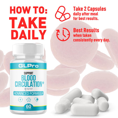 GLPro Blood Capsules, Official GLPro Blood Health Support Pills with All Natural Ingredients, Advanced Formula Supplement with Maximum Strength Premium Vitamins for Women and Men (60 Capsules) - dailyvitalstore
