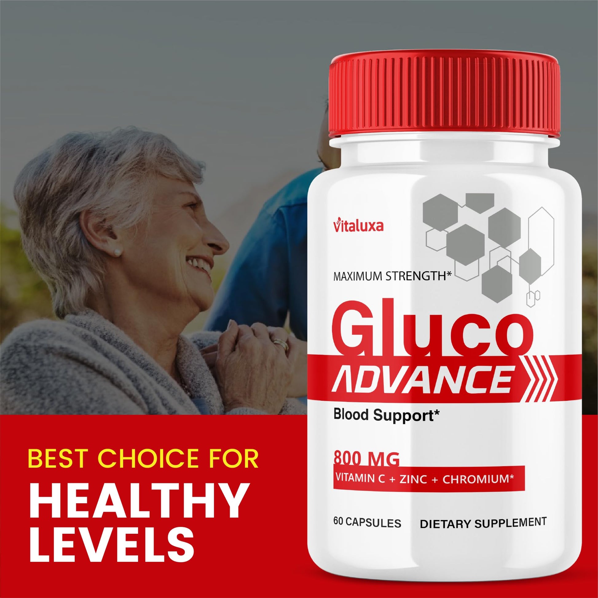 Gluco Advance Capsules, Gluco Advanced Blood Support Supplement GlucoAdvance Pills for Joints, GlucoseAdvance Premium Blend Flow Balance All Natural Formula Overall Health Wellness (60 Capsules) - dailyvitalstore