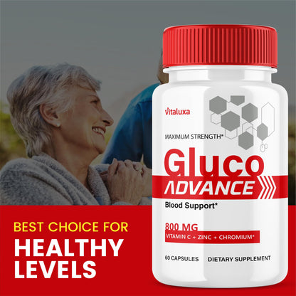Gluco Advance Capsules, Gluco Advanced Blood Support Supplement GlucoAdvance Pills for Joints, GlucoseAdvance Premium Blend Flow Balance All Natural Formula Overall Health Wellness (60 Capsules) - dailyvitalstore