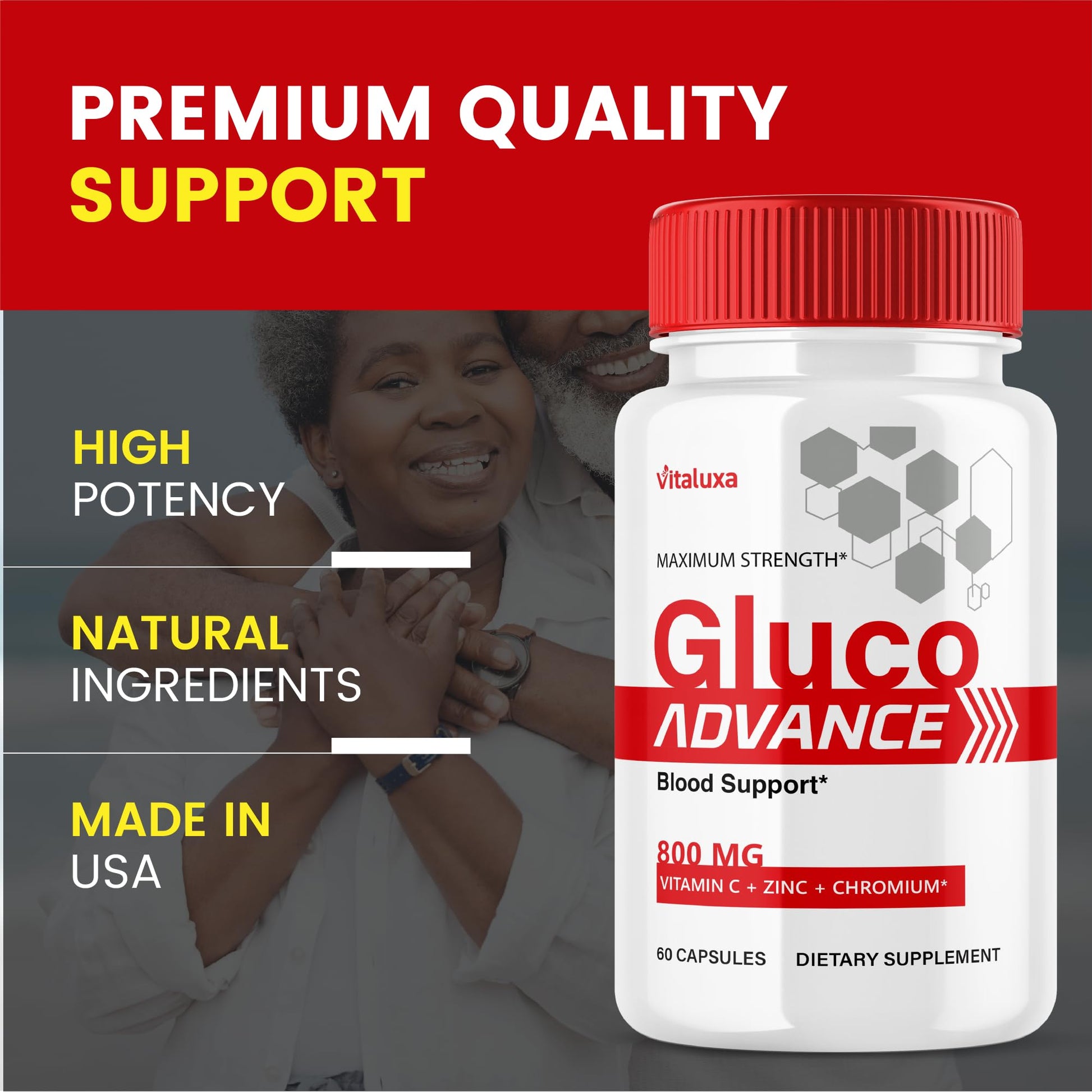 Gluco Advance Capsules, Gluco Advanced Blood Support Supplement GlucoAdvance Pills for Joints, GlucoseAdvance Premium Blend Flow Balance All Natural Formula Overall Health Wellness (60 Capsules) - dailyvitalstore