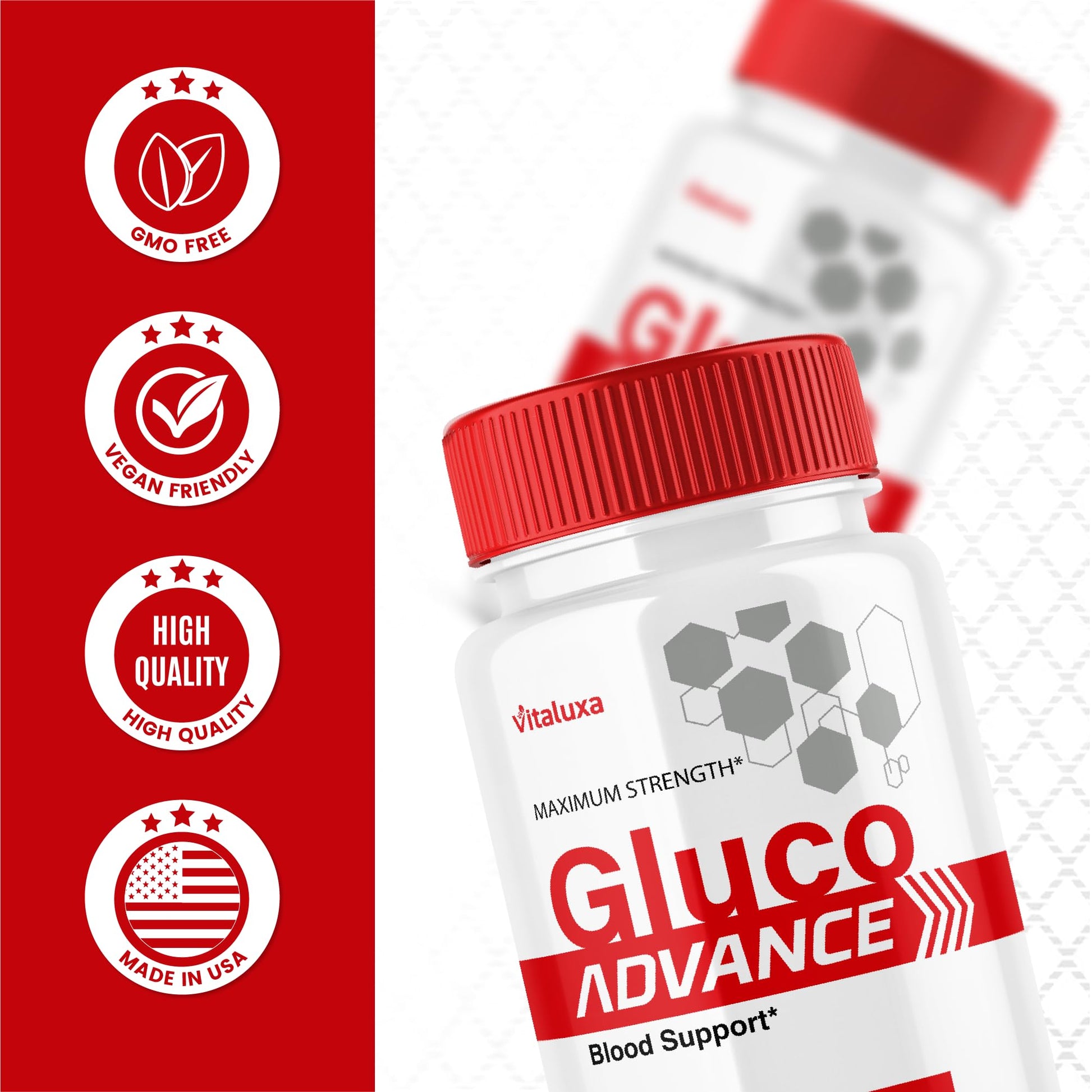 Gluco Advance Capsules, Gluco Advanced Blood Support Supplement GlucoAdvance Pills for Joints, GlucoseAdvance Premium Blend Flow Balance All Natural Formula Overall Health Wellness (60 Capsules) - dailyvitalstore