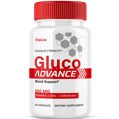 Gluco Advance Capsules, Gluco Advanced Blood Support Supplement GlucoAdvance Pills for Joints, GlucoseAdvance Premium Blend Flow Balance All Natural Formula Overall Health Wellness (60 Capsules) - dailyvitalstore