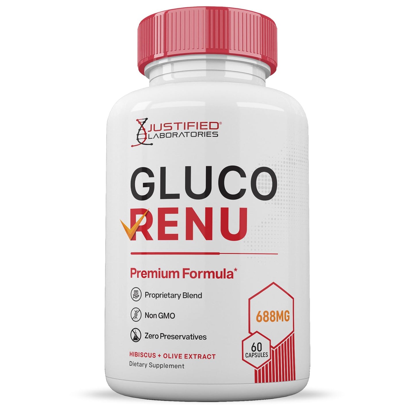 Gluco Renu 688MG Glyco Support Pills Premium Formula Gluo Renew Glycogen Support Formulated Hawthrone Hibiscus Garlic Junpier Powder Olive Forskolin Green Tea Extract 60 Capsules - dailyvitalstore