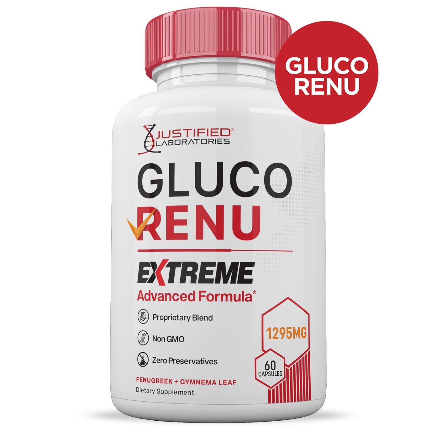 Gluco Renu Extreme 1295MG Glyco Support Pills Advacned Formula Gluo Renew Glycogen Support Formulated with Turmeric Berberine Resveratrol Garlic Bitter Melon Milk Thistle 60 Capsules - dailyvitalstore