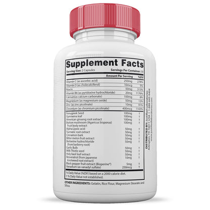 Gluco Renu Extreme 1295MG Glyco Support Pills Advacned Formula Gluo Renew Glycogen Support Formulated with Turmeric Berberine Resveratrol Garlic Bitter Melon Milk Thistle 60 Capsules - dailyvitalstore