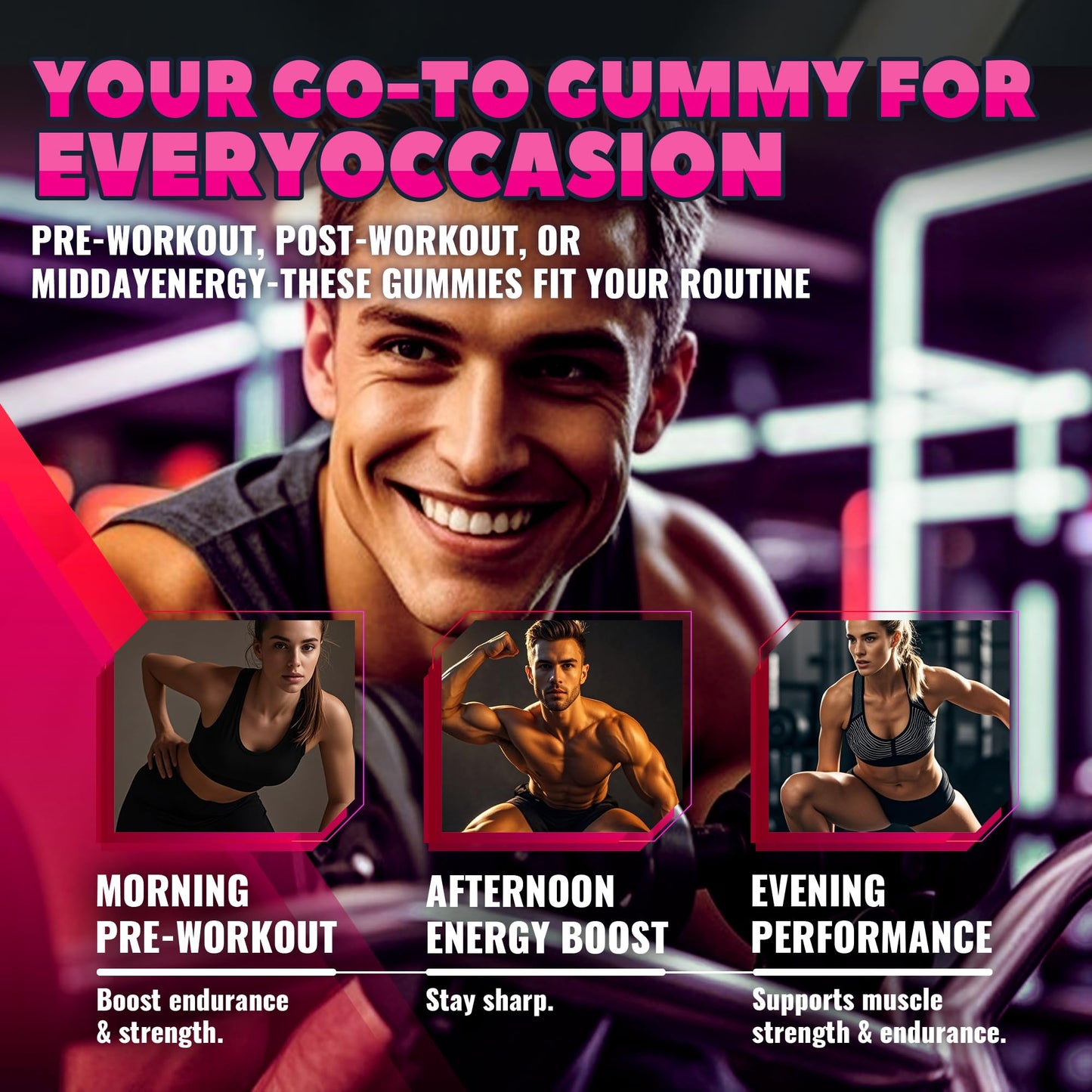 GlucoBio Creatine Monohydrate Gummies (5g) – Pre-Workout Energy & Muscle Growth Support for Men & Women - dailyvitalstore