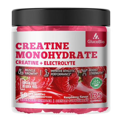 GlucoBio Creatine Monohydrate Gummies (5g) – Pre-Workout Energy & Muscle Growth Support for Men & Women - dailyvitalstore