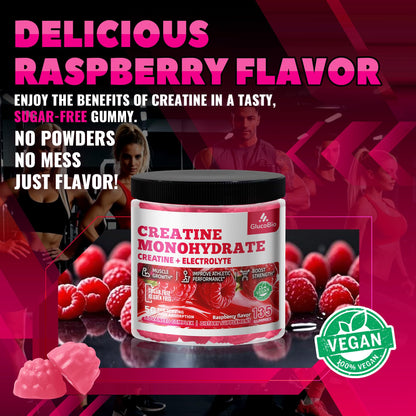 GlucoBio Creatine Monohydrate Gummies (5g) – Pre-Workout Energy & Muscle Growth Support for Men & Women - dailyvitalstore