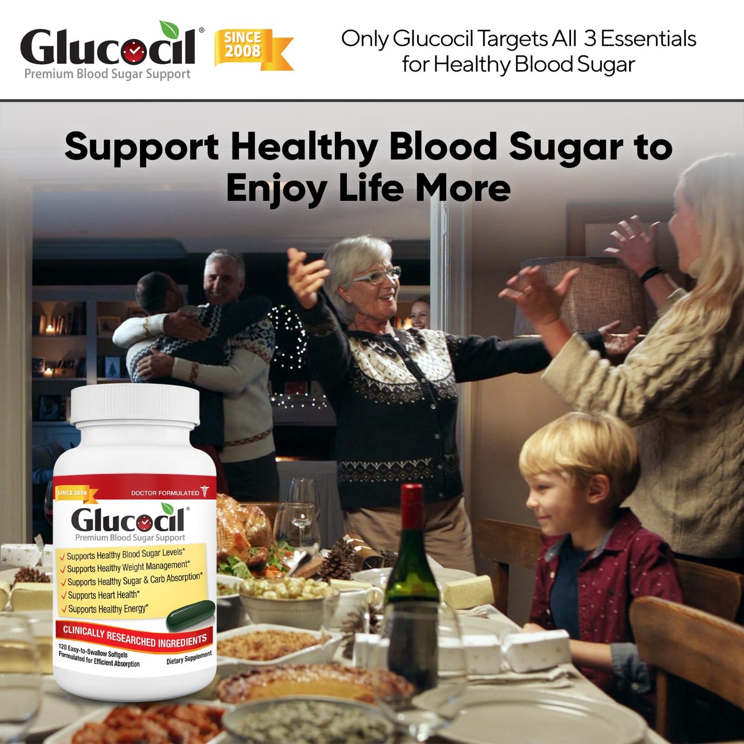 Glucocil – Softgels - Premium Blood Sugar Support - New Clinical Study Published March 2026-3 Million Bottles Sold - Supports the 3 Essentials - dailyvitalstore