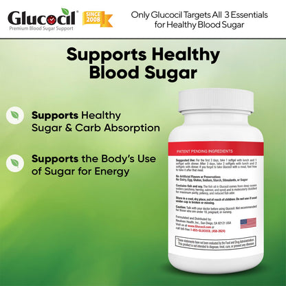 Glucocil – Softgels - Premium Blood Sugar Support - New Clinical Study Published March 2026-3 Million Bottles Sold - Supports the 3 Essentials - dailyvitalstore