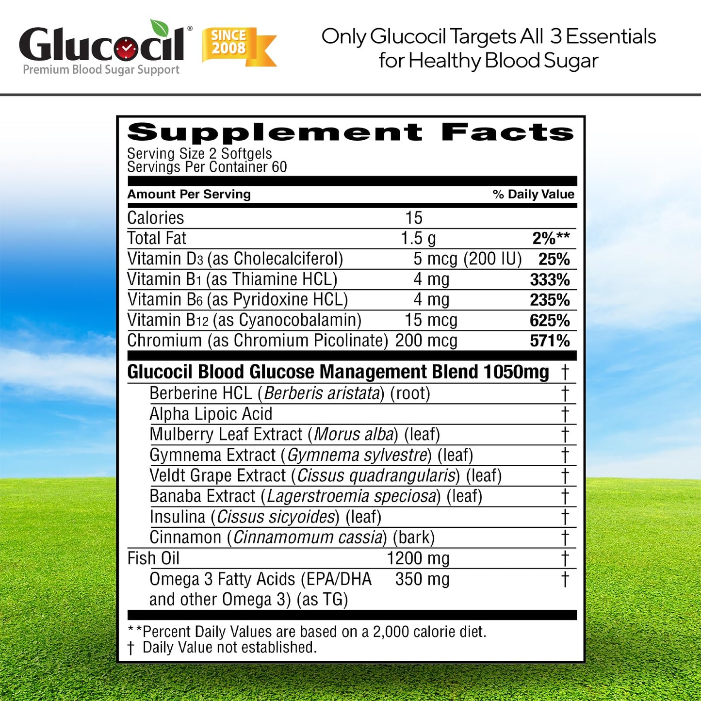 Glucocil – Softgels - Premium Blood Sugar Support - New Clinical Study Published March 2026-3 Million Bottles Sold - Supports the 3 Essentials - dailyvitalstore