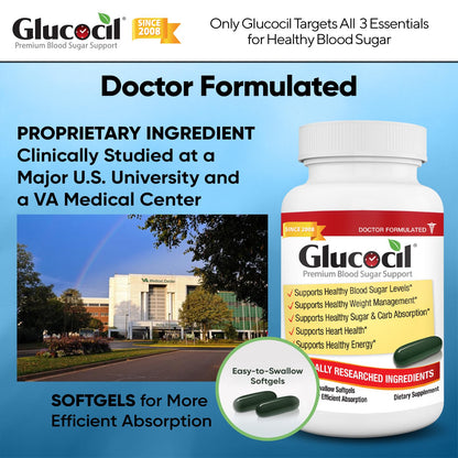 Glucocil – Softgels - Premium Blood Sugar Support - New Clinical Study Published March 2026-3 Million Bottles Sold - Supports the 3 Essentials - dailyvitalstore