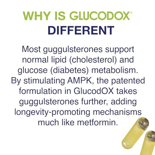GlucodOX AMPK Activator Supplement – AMPK Enzyme, Metabolism Booster, Guggul Supplement for Body Management & Longevity – Vegan Metabolic Support - 30 Day Supply (60 Capsules) - dailyvitalstore