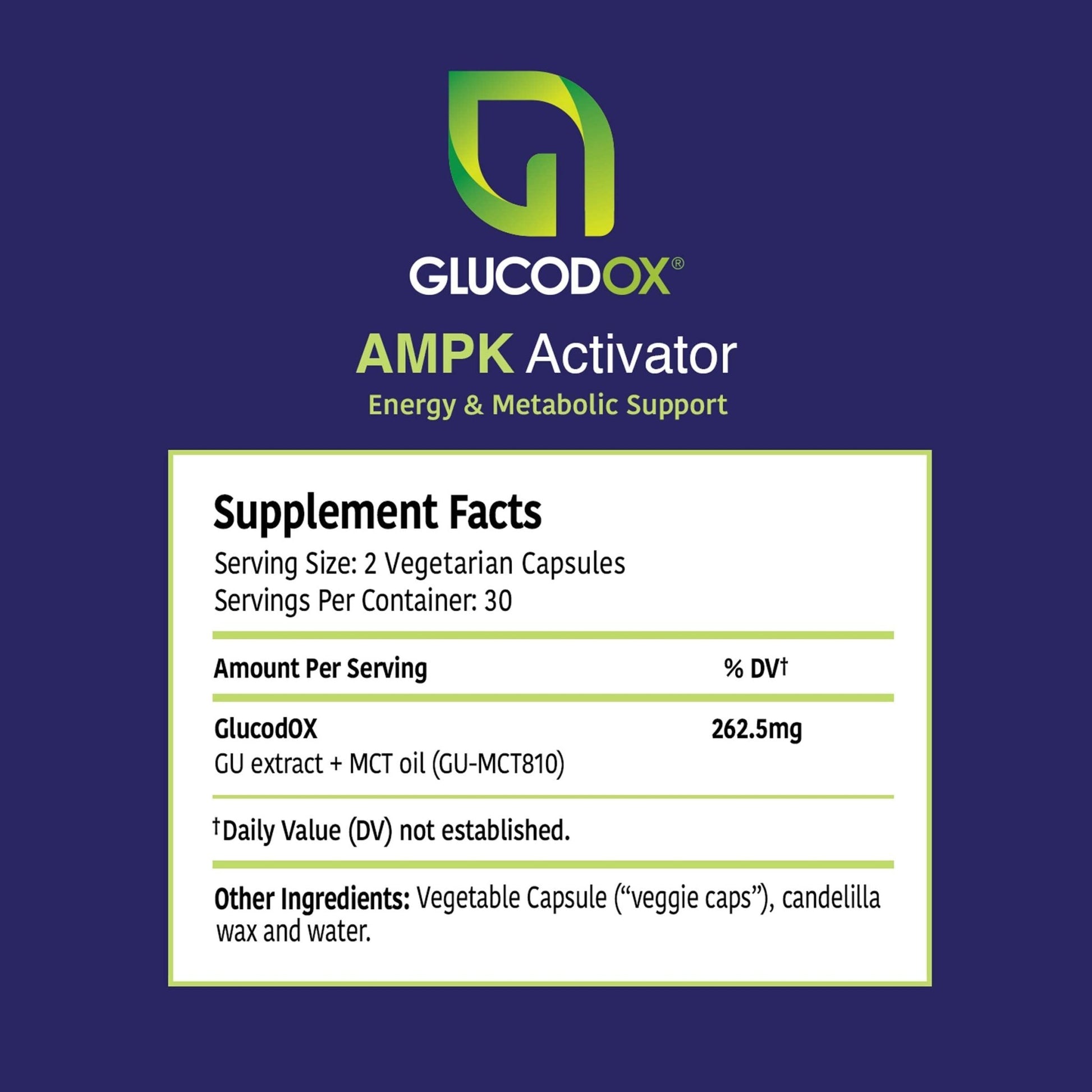 GlucodOX AMPK Activator Supplement – AMPK Enzyme, Metabolism Booster, Guggul Supplement for Body Management & Longevity – Vegan Metabolic Support - 30 Day Supply (60 Capsules) - dailyvitalstore