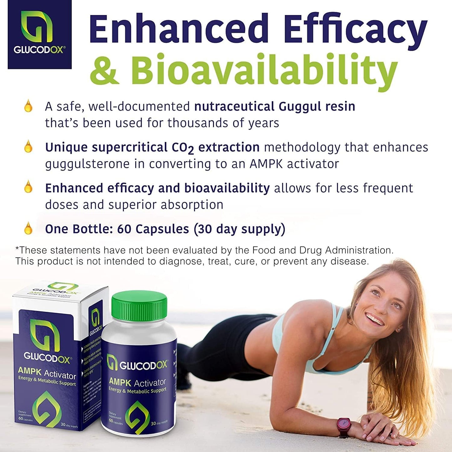 GlucodOX AMPK Activator Supplement – AMPK Enzyme, Metabolism Booster, Guggul Supplement for Body Management & Longevity – Vegan Metabolic Support - 30 Day Supply (60 Capsules) - dailyvitalstore