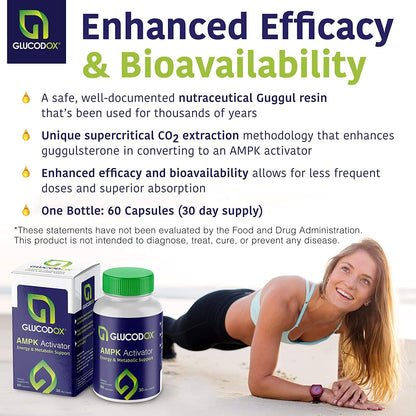 GlucodOX AMPK Activator Supplement – AMPK Enzyme, Metabolism Booster, Guggul Supplement for Body Management & Longevity – Vegan Metabolic Support - 30 Day Supply (60 Capsules) - dailyvitalstore