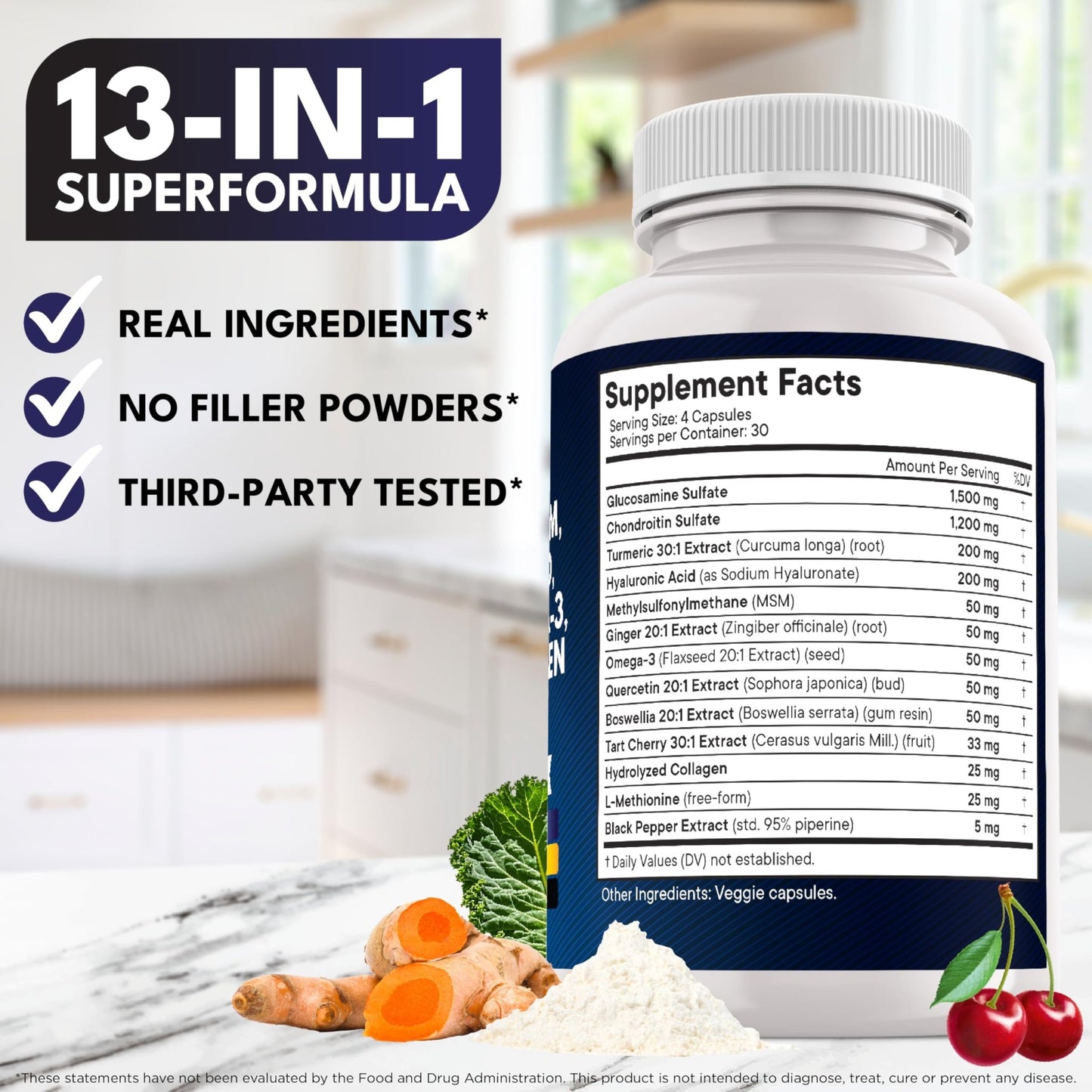 Glucosamine Chondroitin, MSM, Turmeric Curcumin, Collagen, Hyaluronic Acid, Omega 3 – Health Supplement for Men & Women – 240 Count - dailyvitalstore