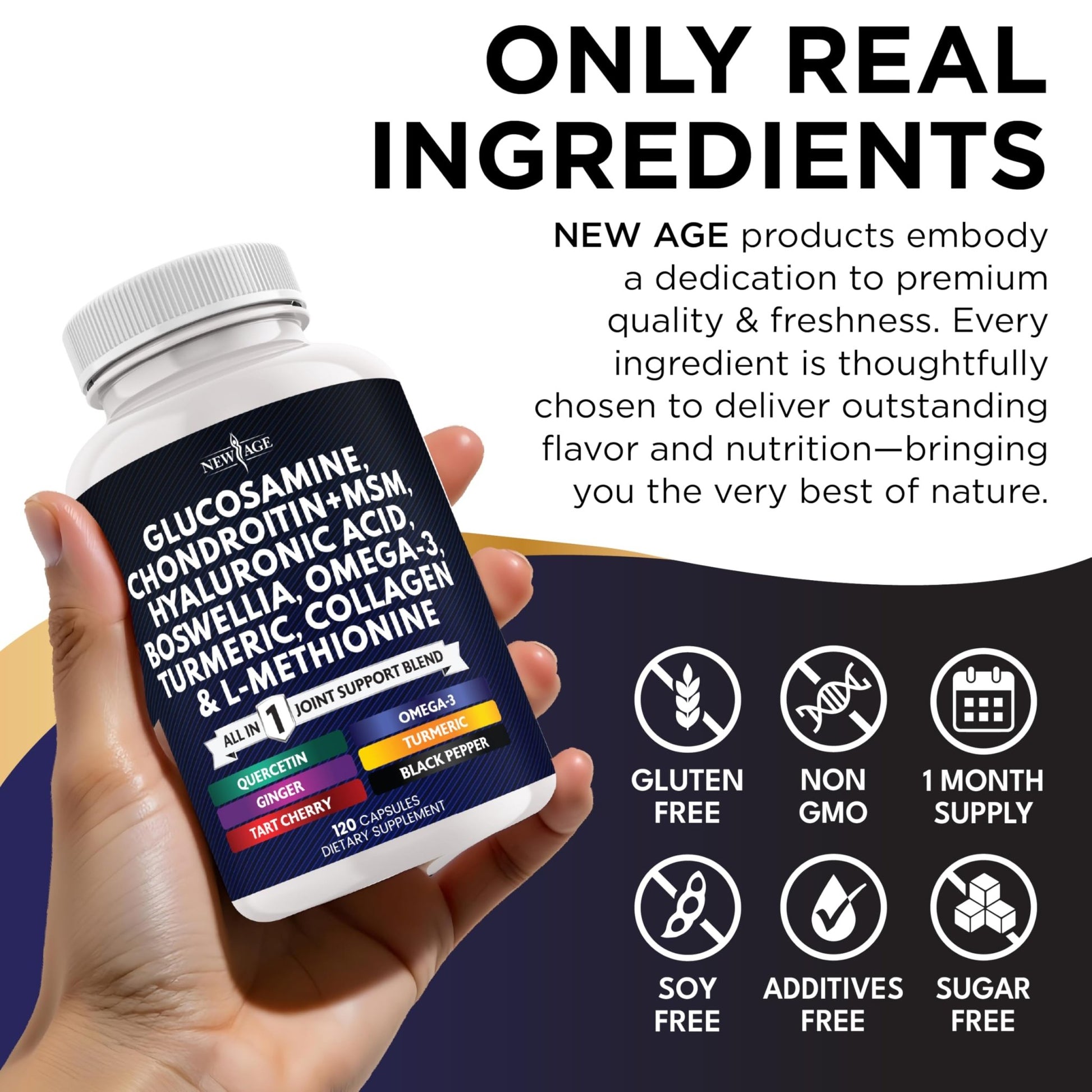Glucosamine Chondroitin, MSM, Turmeric Curcumin, Collagen, Hyaluronic Acid, Omega 3 – Health Supplement for Men & Women – 240 Count - dailyvitalstore