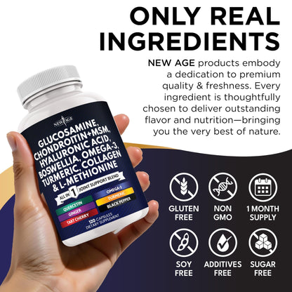 Glucosamine Chondroitin, MSM, Turmeric Curcumin, Collagen, Hyaluronic Acid, Omega 3 – Health Supplement for Men & Women – 240 Count - dailyvitalstore