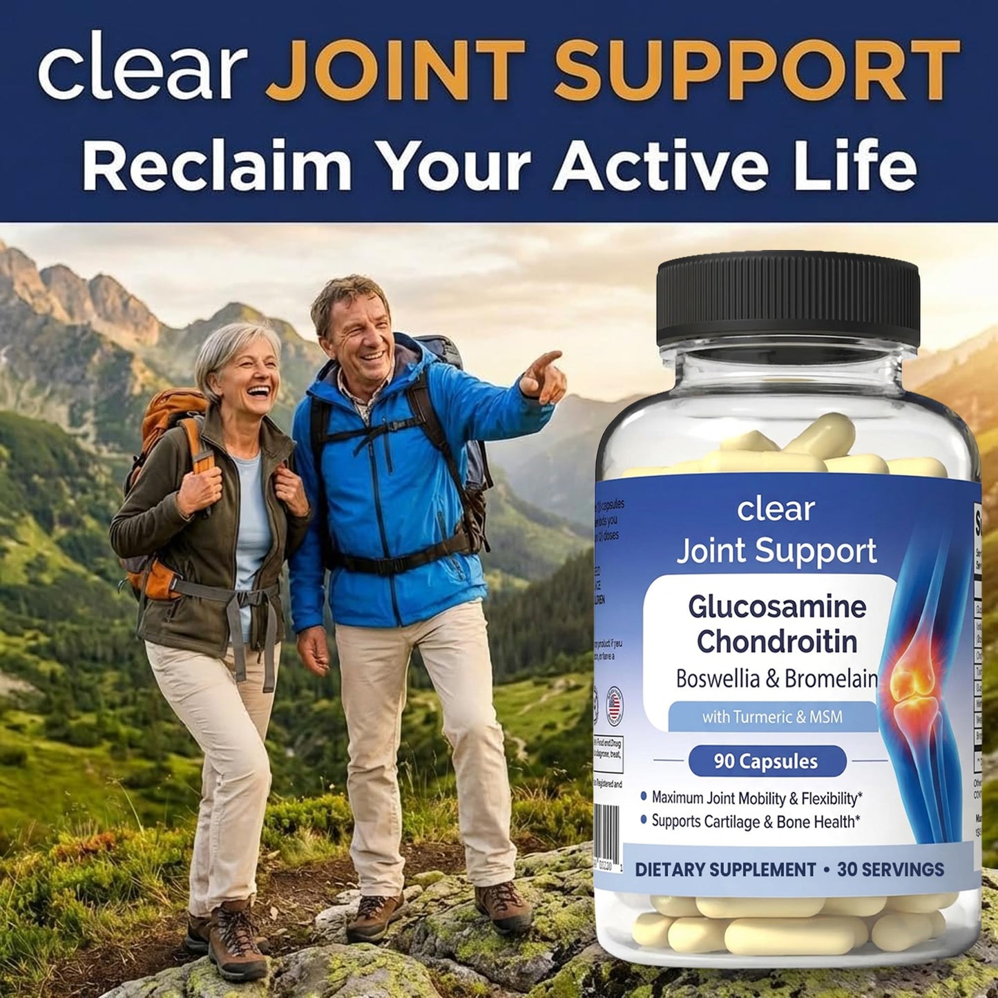 Glucosamine Chondroitin MSM with Turmeric & Boswellia 540 Capsules | 8-in-1 Joint Support Supplement for Flexibility & Mobility | Joint Supplement for Men & Women – Supports Back, Knees, Hips & Joints - dailyvitalstore