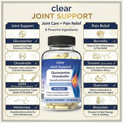 Glucosamine Chondroitin MSM with Turmeric & Boswellia 540 Capsules | 8-in-1 Joint Support Supplement for Flexibility & Mobility | Joint Supplement for Men & Women – Supports Back, Knees, Hips & Joints - dailyvitalstore