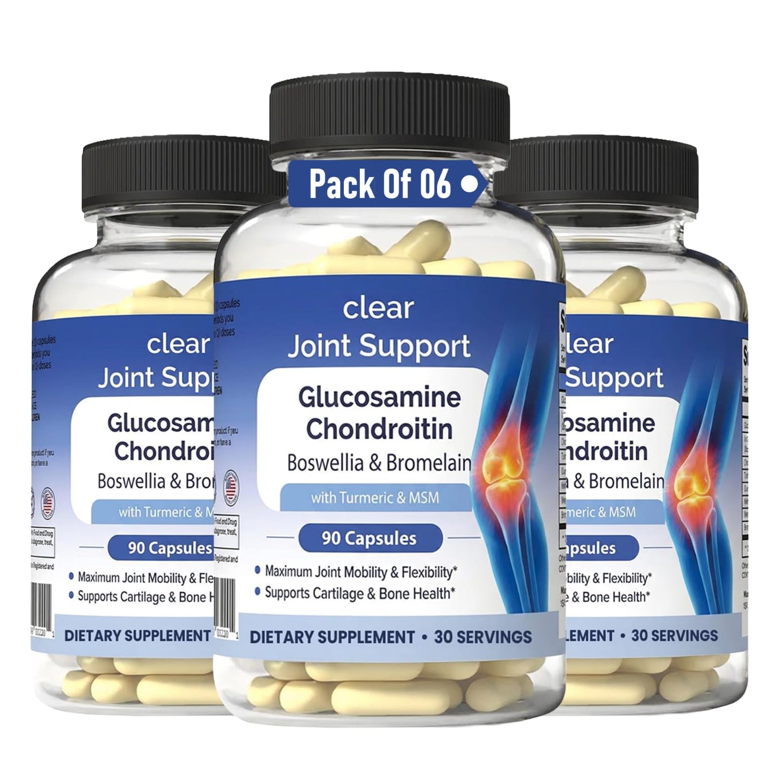 Glucosamine Chondroitin MSM with Turmeric & Boswellia 540 Capsules | 8-in-1 Joint Support Supplement for Flexibility & Mobility | Joint Supplement for Men & Women – Supports Back, Knees, Hips & Joints - dailyvitalstore