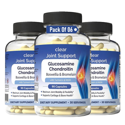 Glucosamine Chondroitin MSM with Turmeric & Boswellia 540 Capsules | 8-in-1 Joint Support Supplement for Flexibility & Mobility | Joint Supplement for Men & Women – Supports Back, Knees, Hips & Joints - dailyvitalstore