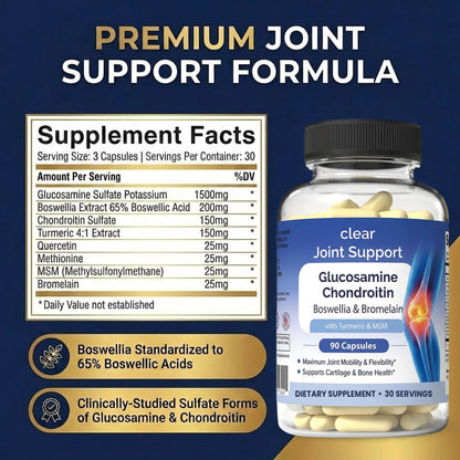 Glucosamine Chondroitin MSM with Turmeric & Boswellia 540 Capsules | 8-in-1 Joint Support Supplement for Flexibility & Mobility | Joint Supplement for Men & Women – Supports Back, Knees, Hips & Joints - dailyvitalstore
