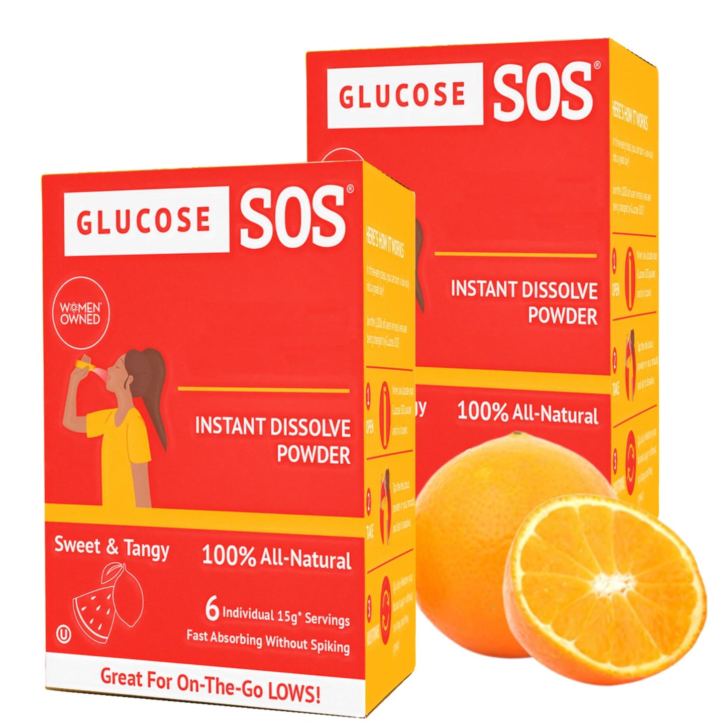Glucose SOS Glucose Powder Packets with Natural Dextrose, Fast-Absorption That Instantly Dissolves in Your Mouth with No Water Needed, Sweet & Tangy 12 Servings - dailyvitalstore