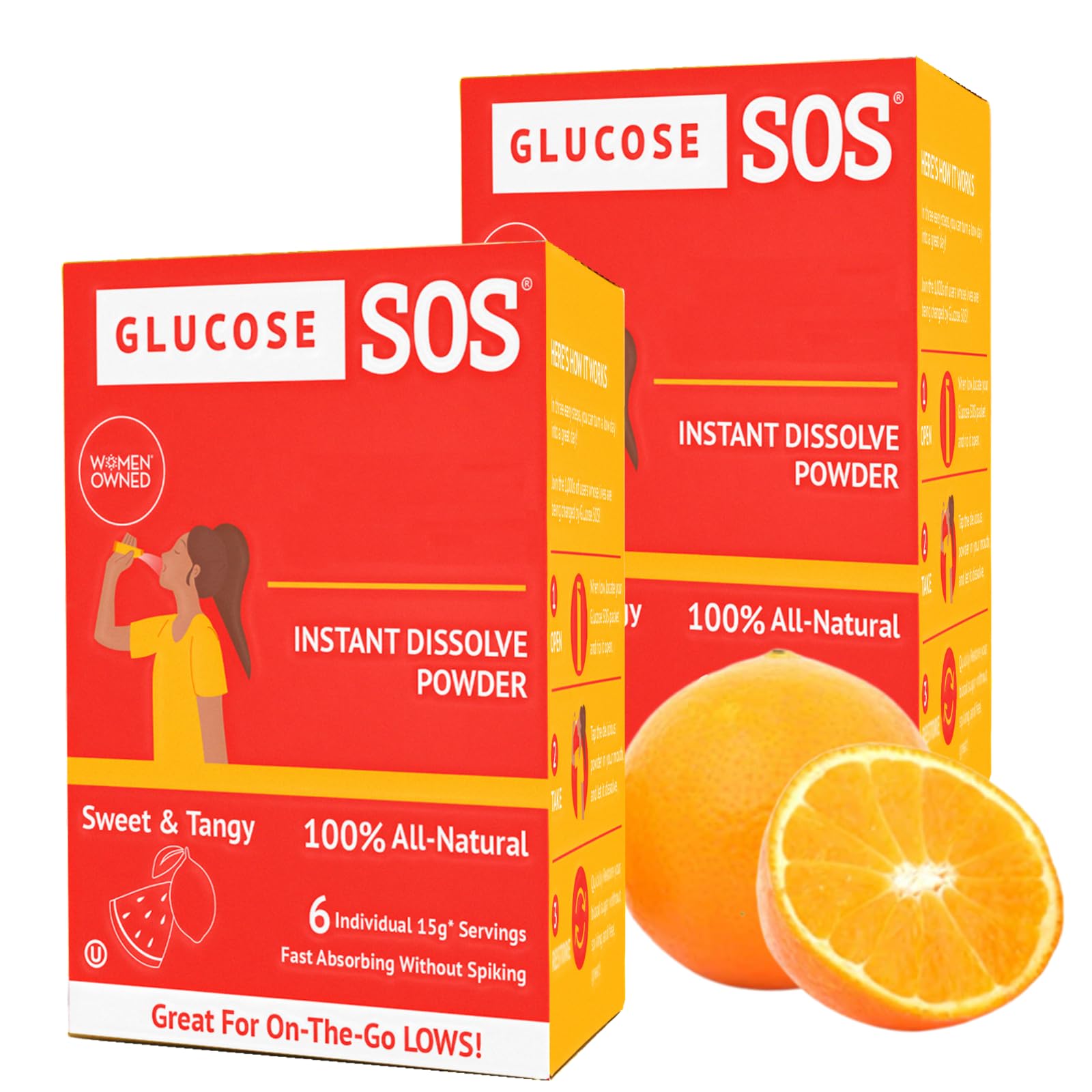 Glucose SOS Glucose Powder Packets with Natural Dextrose, Fast-Absorption That Instantly Dissolves in Your Mouth with No Water Needed, Sweet & Tangy 12 Servings - dailyvitalstore