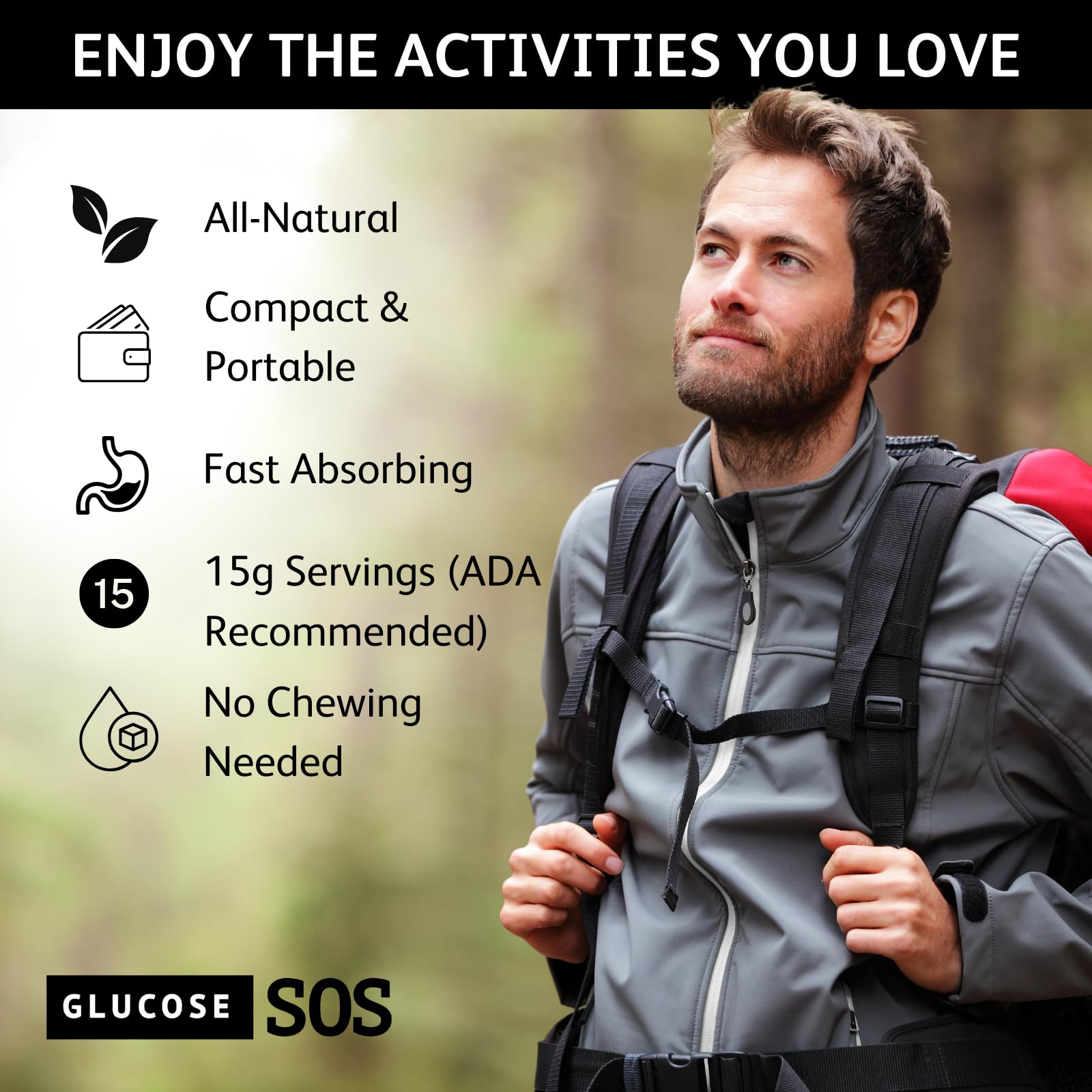 Glucose SOS Glucose Powder Packets with Natural Dextrose, Fast-Absorption That Instantly Dissolves in Your Mouth with No Water Needed, Sweet & Tangy 12 Servings - dailyvitalstore
