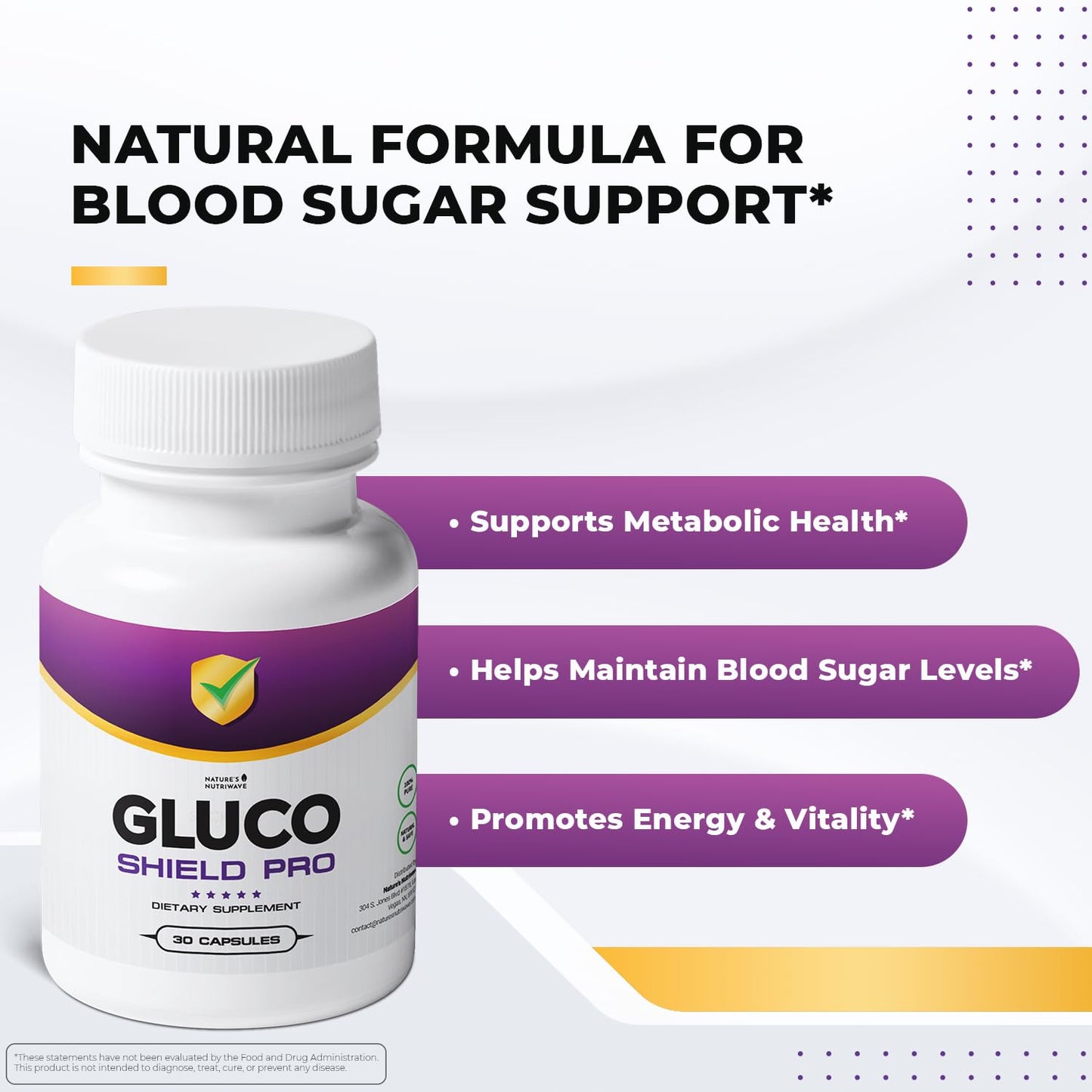 GlucoShield Pro - Natural Supplement with Vitamins B1, B2, B6, Magnesium, Zinc & Calcium | Non-GMO, Stimulant-Free, Easy-to-Take | Made in the USA, GMP-Certified | 30 Capsules, 3 Month Supply - dailyvitalstore