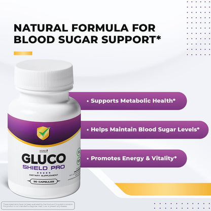 GlucoShield Pro - Natural Supplement with Vitamins B1, B2, B6, Magnesium, Zinc & Calcium | Non-GMO, Stimulant-Free, Easy-to-Take | Made in the USA, GMP-Certified | 30 Capsules, 3 Month Supply - dailyvitalstore