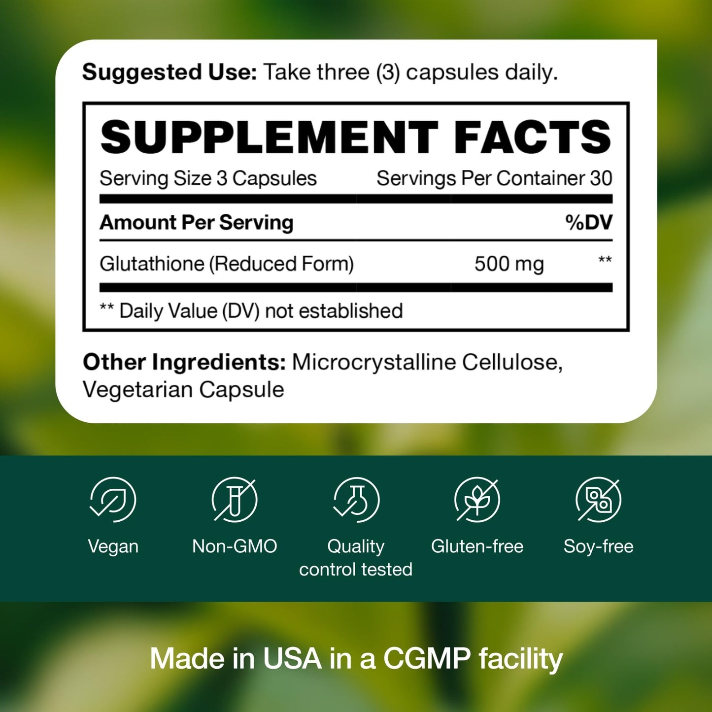 Glutathione Supplement Capsule - Strongest DNA Verified Glutathione Reduced - Vegan Friendly, Non GMO, Gluten & Soy Free - dailyvitalstore