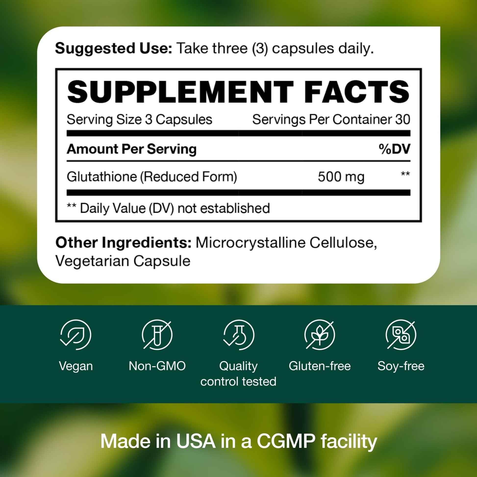 Glutathione Supplement Capsule - Strongest DNA Verified Glutathione Reduced - Vegan Friendly, Non GMO, Gluten & Soy Free - dailyvitalstore