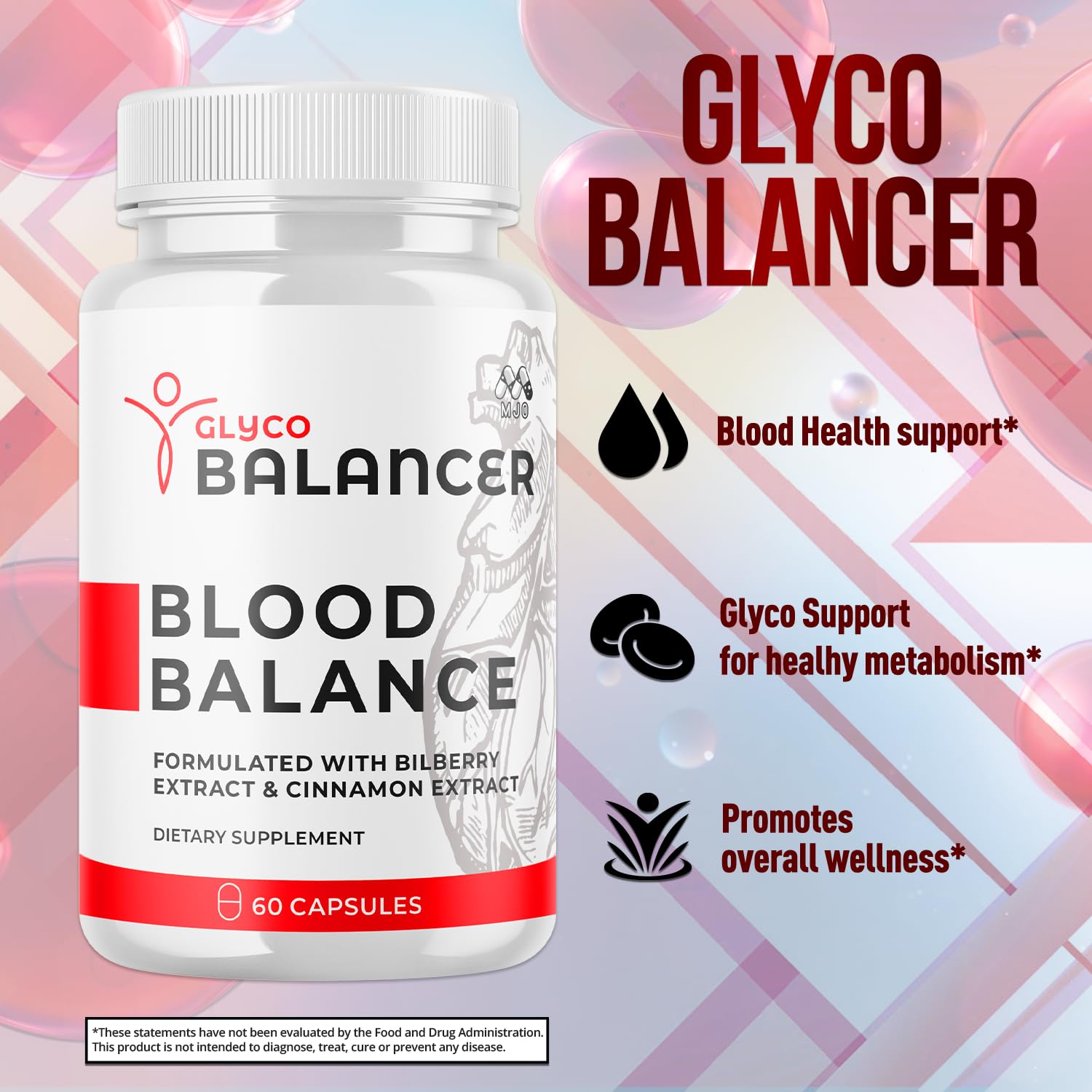 Glyco Balancer Capsules, Official GlycoBalancer Health Support Pills With All Natural Ingredients, Glyco Balancer Advanced Health & Wellness Support with Premium Vitamins for Women & Men (60 Capsules) - dailyvitalstore
