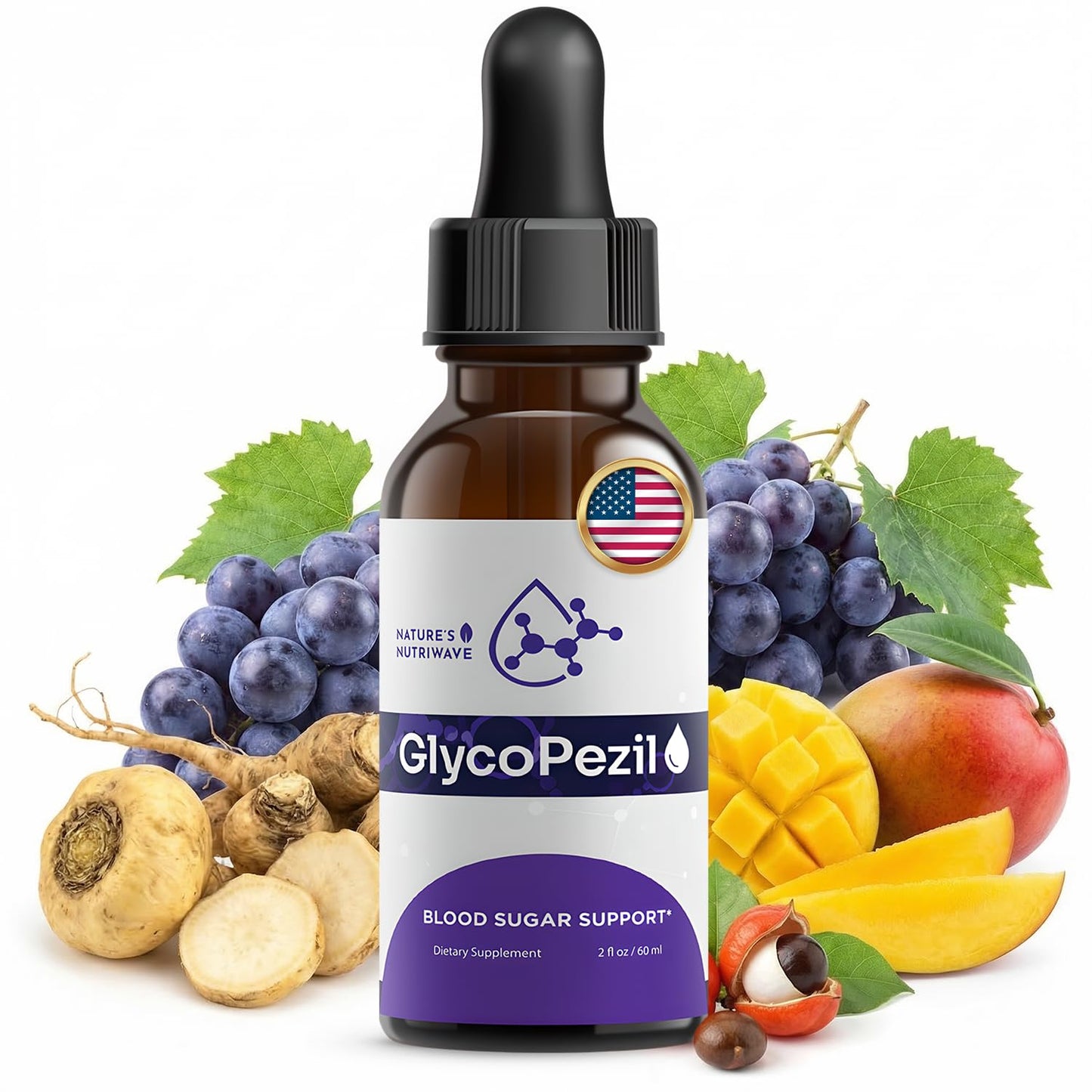 GlycoPezil – Daily Liquid Botanical Supplement with Chromium, Maca Root, Ginseng & Plant Extracts – Clean, Stimulant-Free Formula – GMP-Certifed, Non-GMO, Made in USA - 2 fl oz, 1 Month Supply - dailyvitalstore