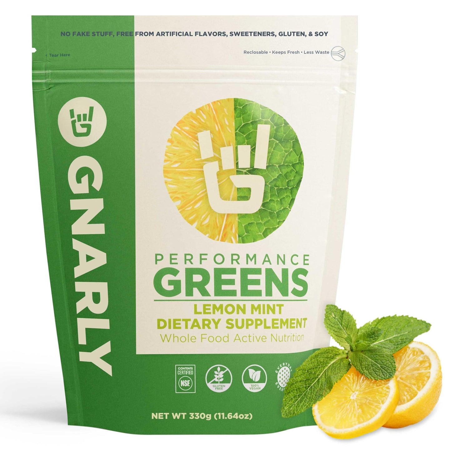 Gnarly Nutrition Greens Superfood Powder – Lemon Mint Performance Super Greens Powder – NSF Contents Certified – Organic, Probiotics & Essential Micronutrients - Lemon Mint, 11.64 oz - dailyvitalstore