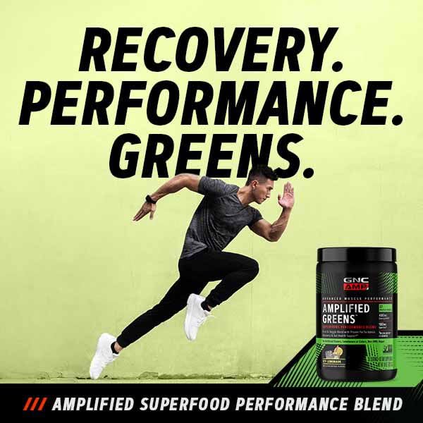 GNC AMP Amplified Greens Superfoods Performance Blend - Vegan Athlete Superfood Drink - Blueberry Pomegranate - 9.9 Oz (30 Servings) - dailyvitalstore