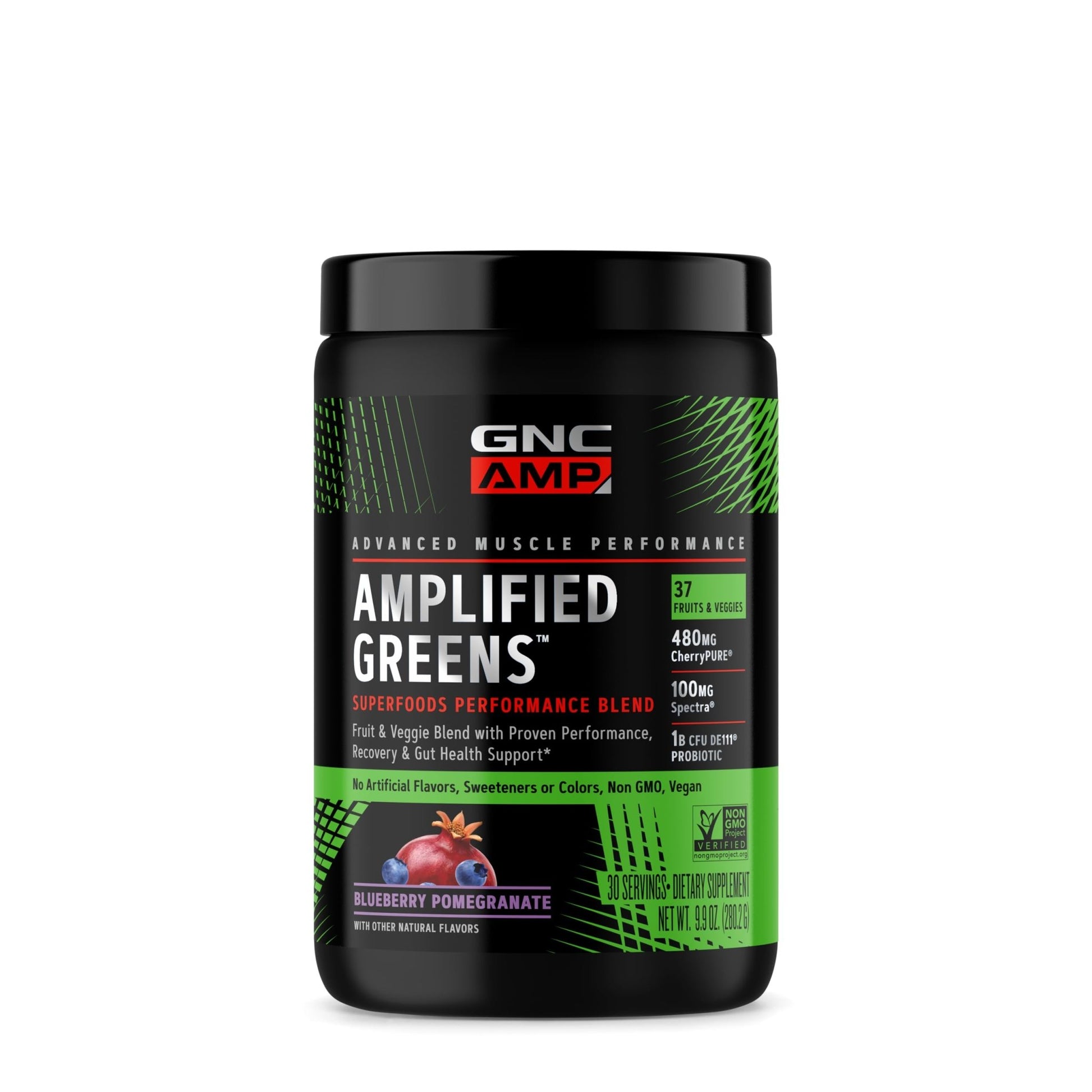 GNC AMP Amplified Greens Superfoods Performance Blend - Vegan Athlete Superfood Drink - Blueberry Pomegranate - 9.9 Oz (30 Servings) - dailyvitalstore