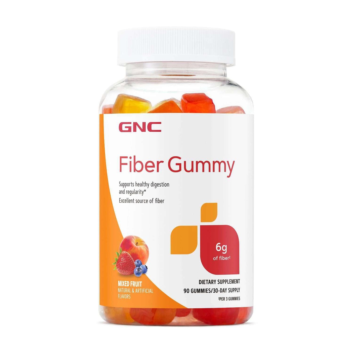 GNC Fiber 6g Gummy | Supports Healthy Digestion & Regularity | Mixed Fruit | 90 Count - dailyvitalstore
