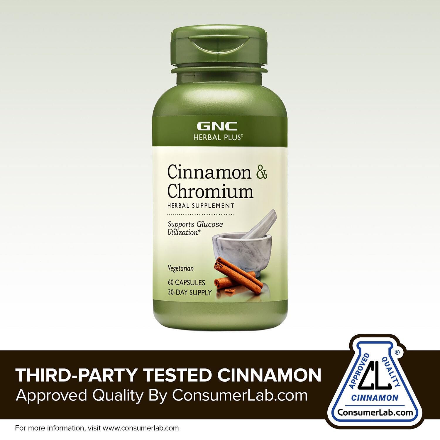 GNC Herbal Plus Cinnamon & Chromium Supplement, Vegetarian 30 Servings - dailyvitalstore