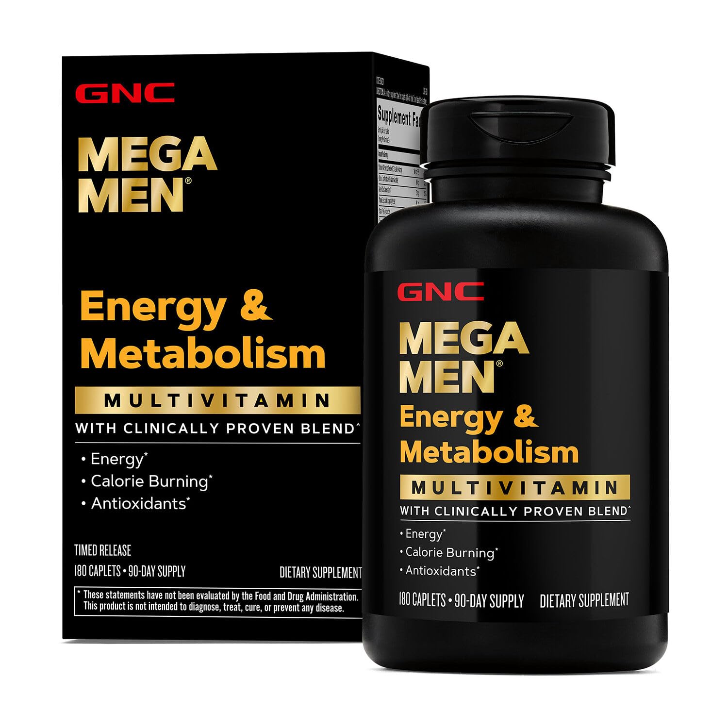 GNC Mega Men Energy & Metabolism Multivitamin | Antioxidants and Increased Calorie Burning | 180 Count - dailyvitalstore
